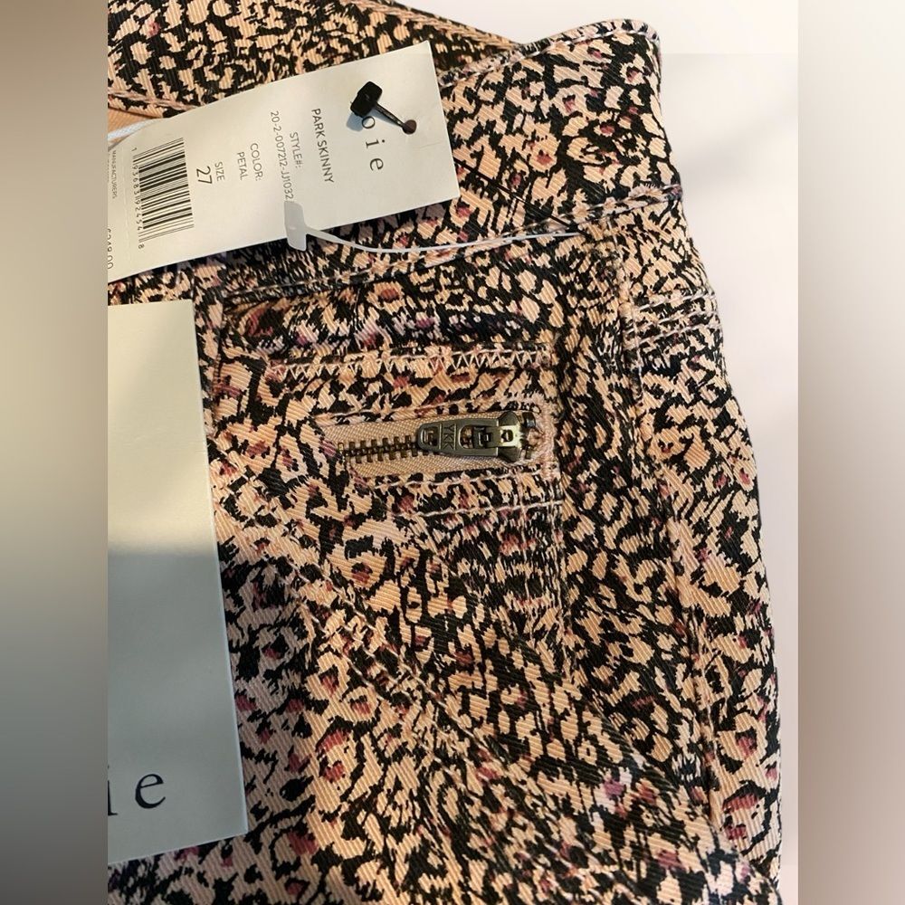Free People | Joie Park skinny cargo jeans black & pink animal print NWT size 27 - Picture 7 of 11
